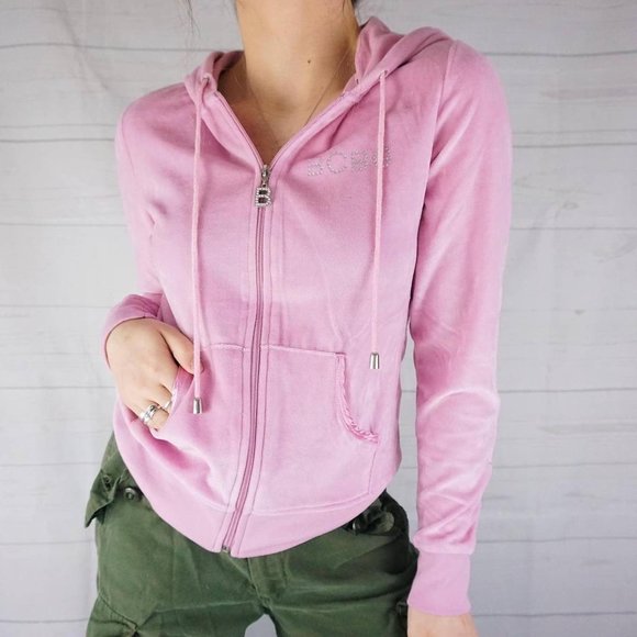 🍓Y2K PINK VELOUR BCBG TRACK SUIT HOODIE🍓 - Picture 2 of 4